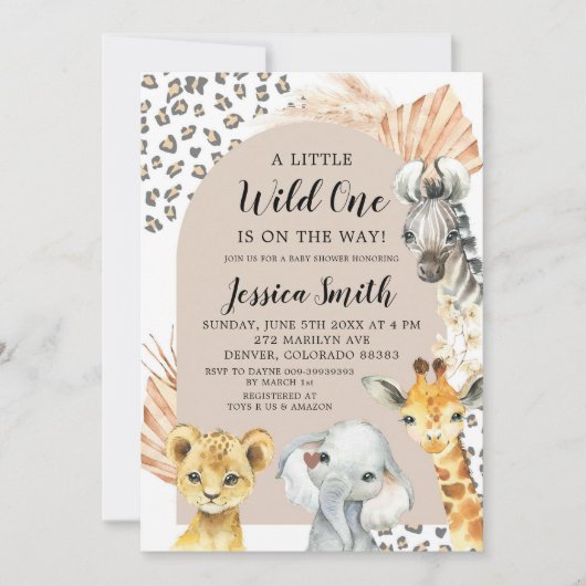 Boho Safari Party Dieren Jongen Baby shower Kaart (Voorkant)