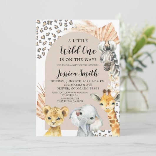 Boho Safari Party Dieren Jongen Baby shower Kaart (Staand voorkant)