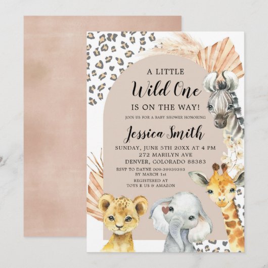 Boho Safari Party Dieren Jongen Baby shower Kaart (Voorkant / Achterkant)