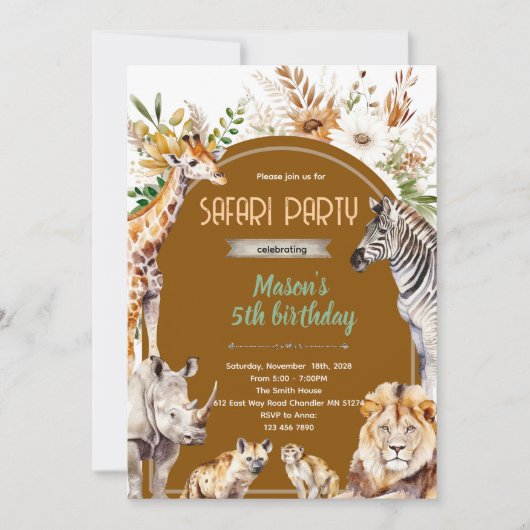 Boho safari party invitation kaart (Voorkant)