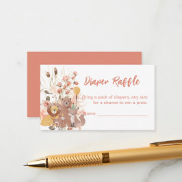 Boho Safari Roze Pampas Gras luier loterijkaarten Informatiekaartje