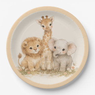 Boho Safari Schattig Dier Aards Neutraal Babyfeest Papieren Bordje