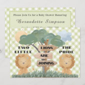 Boho Safari Twin Baby Lion Cubs Baby shower Kaart (Voorkant / Achterkant)