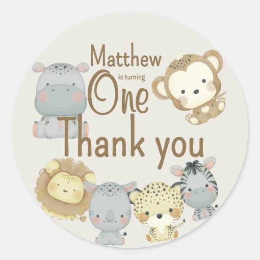 Boho Safari Verjaardag Ronde Sticker (Voorkant)
