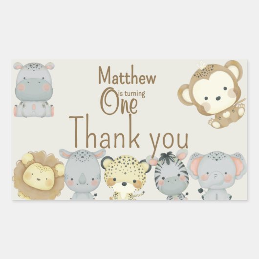 Boho Safari Verjaardag Sticker (Voorkant)