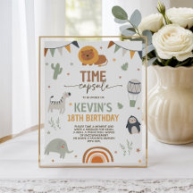 Boho Safari Verjaardag Tijdcapsule Tafelkaart