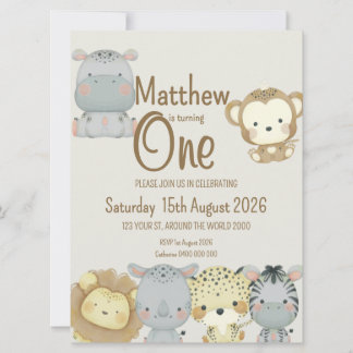 Boho Safari Verjaardag Uitnodiging