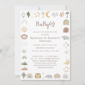 Boho Safari Waterverf Baby-Q BBQ Baby shower Kaart (Voorkant)