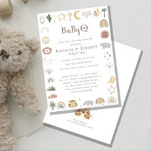 Boho Safari Waterverf Baby-Q BBQ Baby shower Kaart