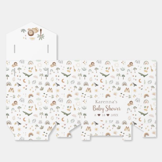 Boho Safari Waterverf Baby shower Bedankdoosjes (Ongevouwen)