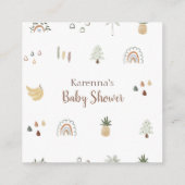 Boho Safari Waterverf Baby shower Display Douche Informatiekaartje (Achterkant)