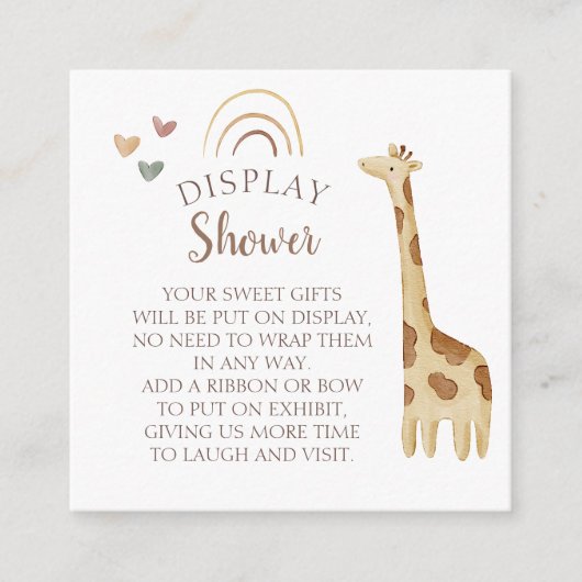 Boho Safari Waterverf Baby shower Display Douche Informatiekaartje (Voorkant)