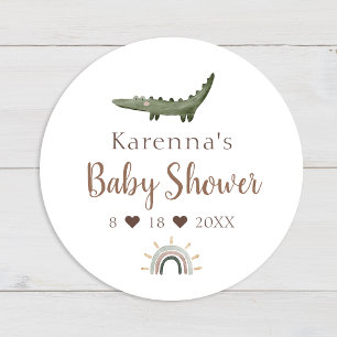 Boho Safari Waterverf Baby shower Envelope Seal Ronde Sticker