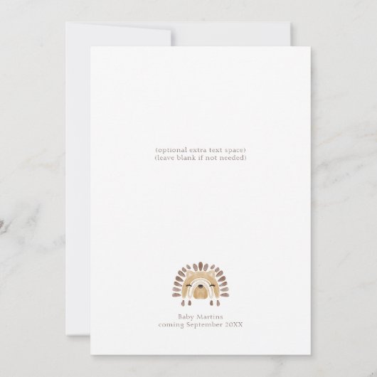 Boho Safari Waterverf Baby shower Kaart (Achterkant)