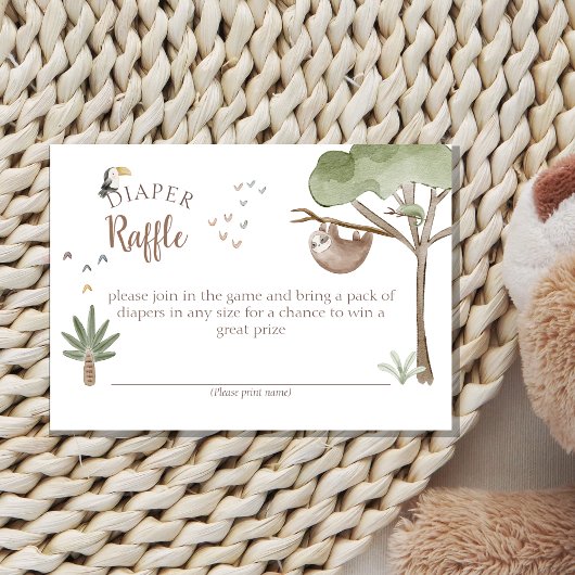 Boho Safari Waterverf Baby shower Luier Raffle Informatiekaartje