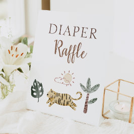 Boho Safari Waterverf Baby shower Luier Raffle Reclamebord Met Voetstuk