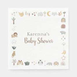 Boho Safari Waterverf Baby shower Servet