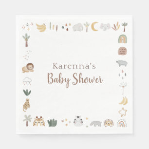 Boho Safari Waterverf Baby shower Servet