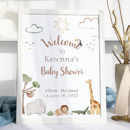 Boho Safari Waterverf Baby shower Welkom Poster