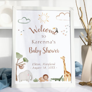 Boho Safari Waterverf Baby shower Welkom Poster