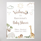Boho Safari Waterverf Baby shower Welkom Poster (Voorkant)