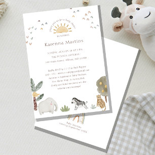 Boho Safari Waterverf Genderneutraal Baby shower Kaart
