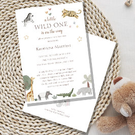 Boho Safari Waterverf Little Wild One Baby shower Kaart