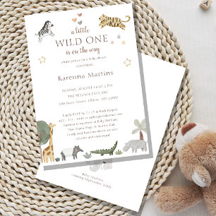 Boho Safari Waterverf Little Wild One Baby shower Kaart
