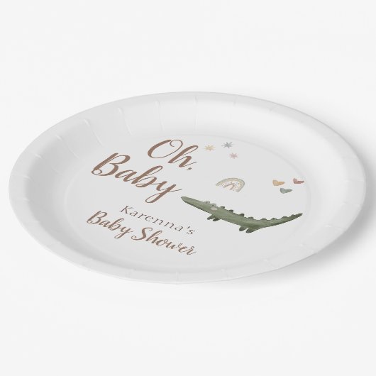 Boho Safari Waterverf Oh Baby shower Papieren Bordje (Gekanteld)