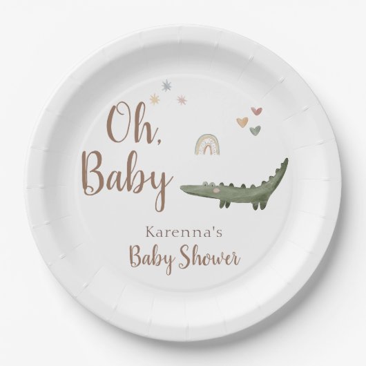 Boho Safari Waterverf Oh Baby shower Papieren Bordje (Voorkant)