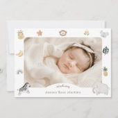 Boho Safari Waterverf Twee Foto Geboorte Aankondiging (Voorkant)