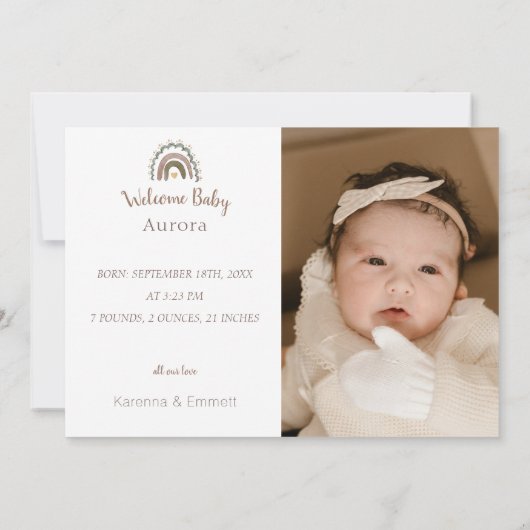 Boho Safari Waterverf Twee Foto Geboorte Aankondiging (Achterkant)