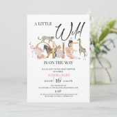 Boho Safari Wild One Baby Girl Baby shower Kaart (Staand voorkant)