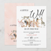 Boho Safari Wild One Baby Girl Baby shower Kaart (Voorkant / Achterkant)