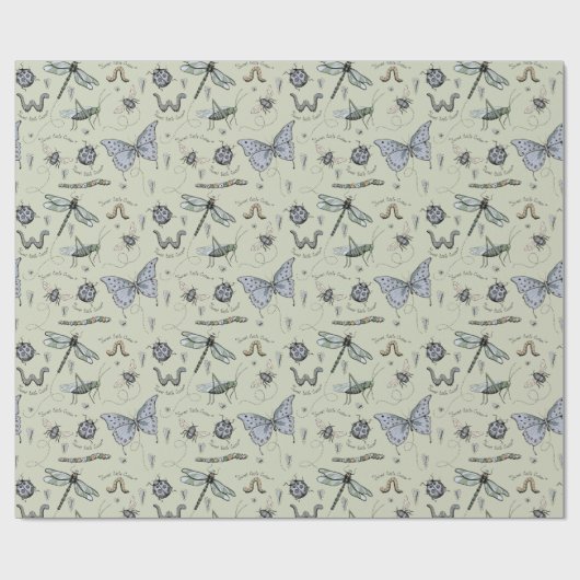 Boho Sage Baby Bugs Insecten Kinder Cadeaupapier (Vlak)