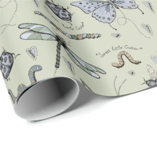 Boho Sage Baby Bugs Insecten Kinder Cadeaupapier