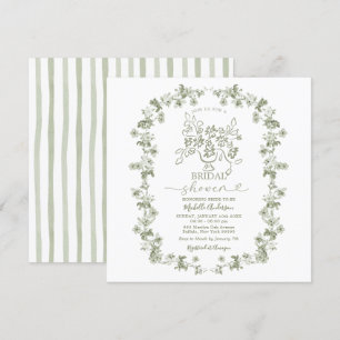 Boho Sage Bloemen Boeket Bow Vrijgezellenfeest Kaart