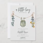 Boho & Sage Boy Baby shower Uitnodiging (Voorkant)