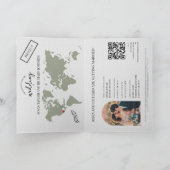 Boho Sage Bruiloft Bestemming Paspoort Kaart QR Co (Binnen)