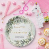 Boho sage eucalyptus laat gouden glitter bruiloft papieren bordje (Feest)