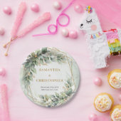 Boho sage eucalyptus laat gouden glitter bruiloft  papieren bordje (Feest)