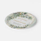 Boho sage eucalyptus laat gouden glitter bruiloft  papieren bordje (Gekanteld)