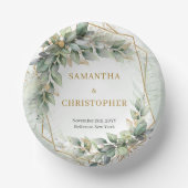 Boho sage eucalyptus laat gouden glitter bruiloft papieren kommen (Voorkant)