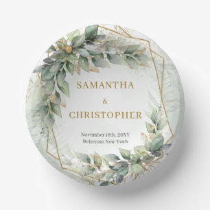 Boho sage eucalyptus laat gouden glitter bruiloft  papieren kommen