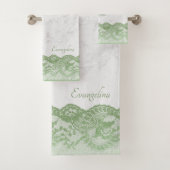 Boho Sage Faux Lace Personalized Bad Handdoek (Insitu)