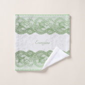 Boho Sage Faux Lace Personalized Bad Handdoek (Wasdoekje)