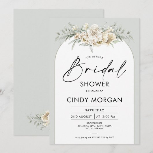 Boho Sage Floral Arch Bridal Shower Kaart (Voorkant / Achterkant)