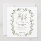 Boho Sage Floral Stripes Bow Bruids Brunch Kaart (Voorkant)