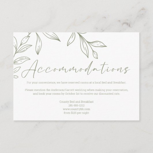 Boho Sage Flowers Trouwkamer Kaart (Voorkant)