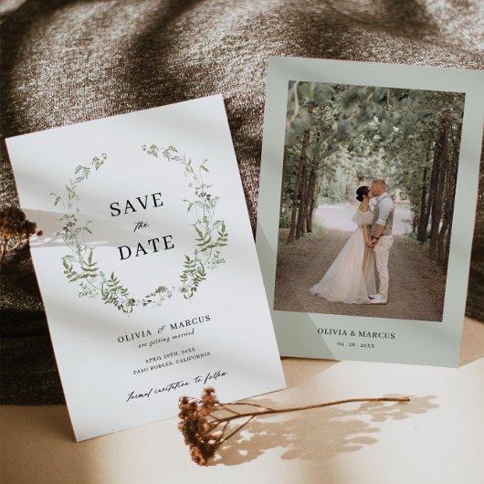 Boho Sage Foliage Bruiloft Save The Date Uitnodigi